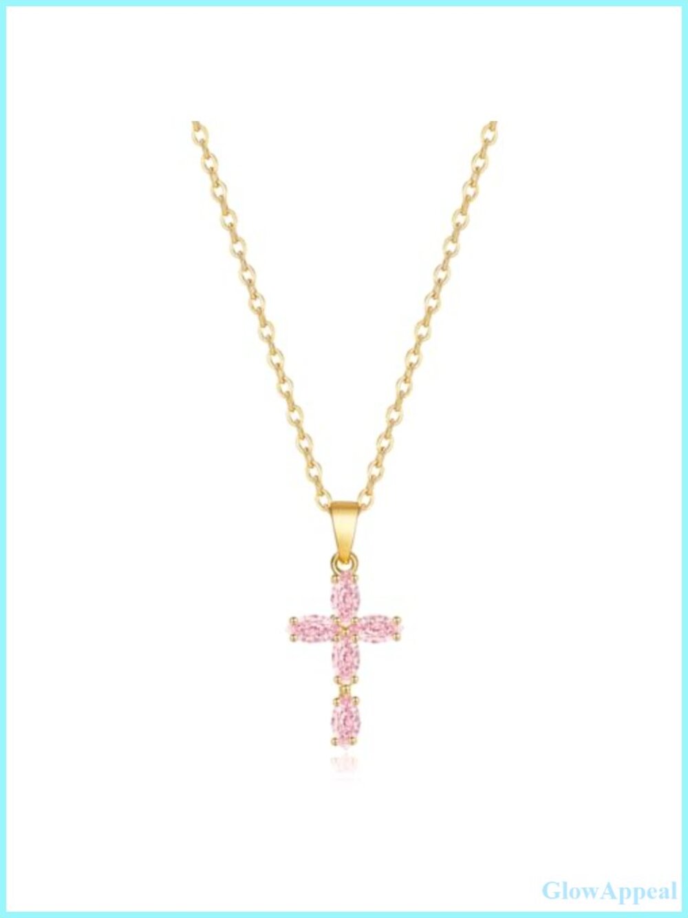 14K Gold Plated Cross Necklace Birthstone Pendant Dainty